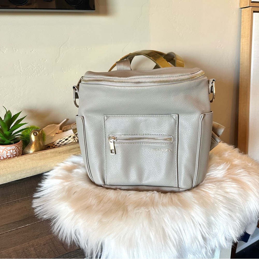 Fawn Design Mini Gray Vegan Faux Leather Backpack